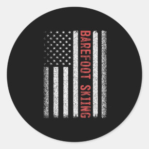 Sticker Rond Skiing pieds nus drapeau américain 4 juillet