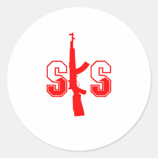 Sticker Rond SKS Assault Rifle Logo Red.png