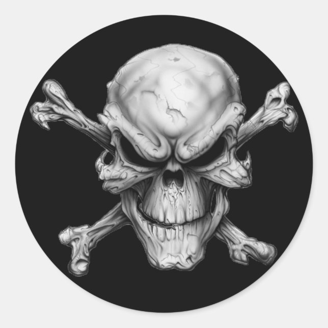 Sticker Rond Skull Crossed Bones (Devant)