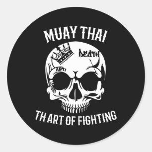 Sticker Rond Skull Muay Thai - Nak Muay, Cadeau de Kickboxing
