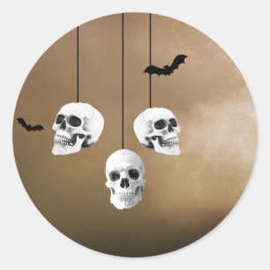 Sticker Rond Skull Skeleton Halloween Party Freaky Night