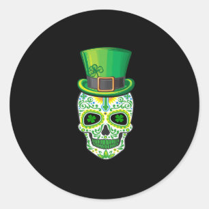 Sticker Rond Skull St Patricks Day Irish Funny Saint Patricks D