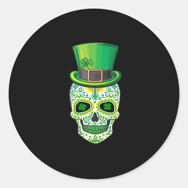 Sticker Rond Skull St Patricks Day Irish Funny Saint Patricks D (Devant)