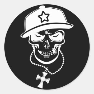 STICKER ROND SKULL-W FOU