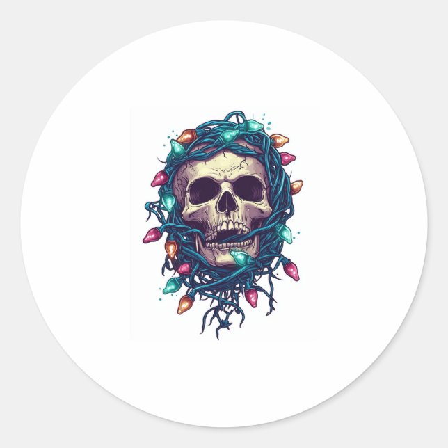 Sticker Rond Skullmas � drôles Xmas Squelette (Devant)
