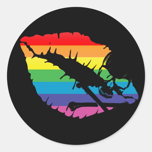 Sticker Rond skullz et lèvres. (Devant)