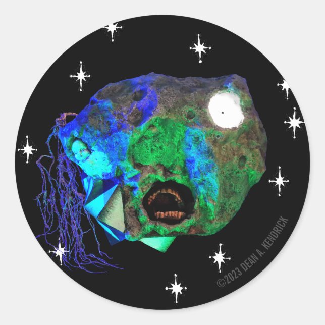 Sticker Rond Skwot au-dessus de Master Asteroidhead avec étoile (Devant)