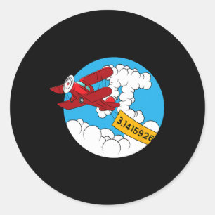Sticker Rond Sky Avion Funny Math Nerd Anniversaire Cadeau Pi J