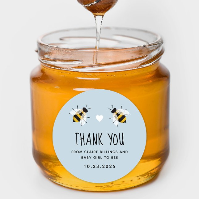 Sticker Rond Sky Blue Baby to Bee Shower Merci (Créateur téléchargé)