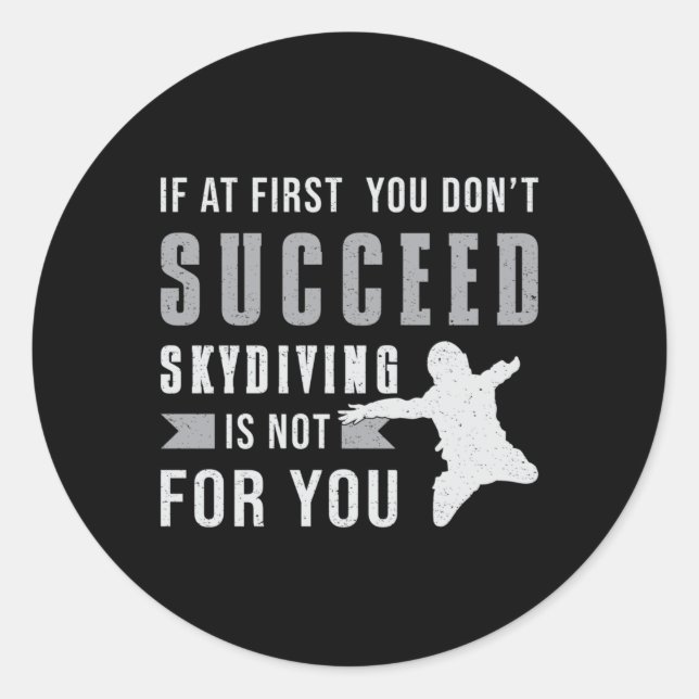 Sticker Rond Skydiver Skydiver Jump Parachute Drôle Cadeau (Devant)