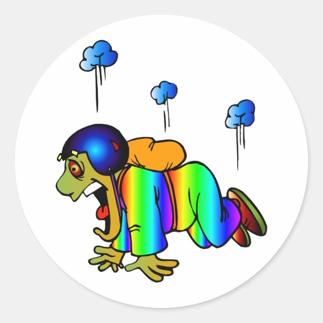 Sticker Rond Skydiver tomber avec parachute fermé - oh (Devant)