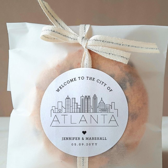 Sticker Rond Skyline Atlanta | Accueil Mariage (Add these favor stickers as wonderful touch to make your wedding favors stand out! )