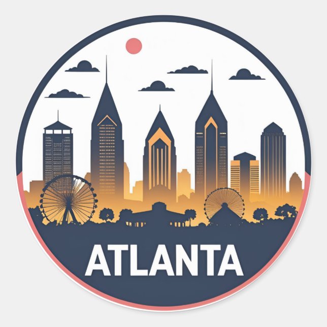 Sticker Rond Skyline Atlanta Georgia (Devant)