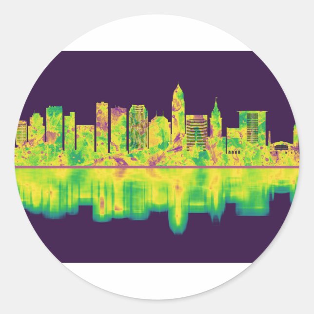 Sticker Rond Skyline Cleveland Ohio (Devant)