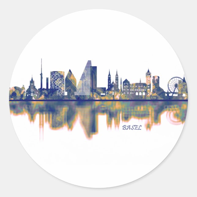 Sticker Rond Skyline de Bâle (Devant)