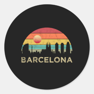 Sticker Rond Skyline de Barcelone