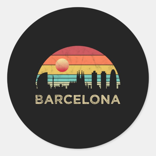 Sticker Rond Skyline de Barcelone (Devant)