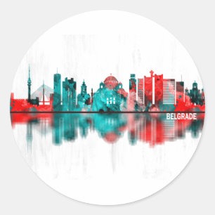 Sticker Rond Skyline de Belgrade
