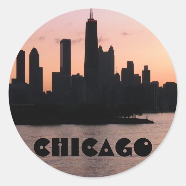 Sticker Rond Skyline de Chicago (Devant)