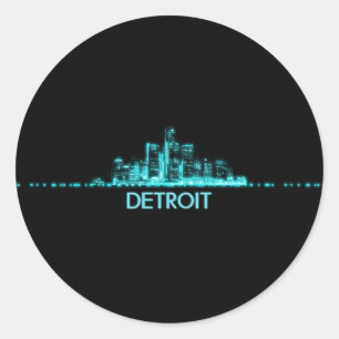 Sticker Rond Skyline de Détroit