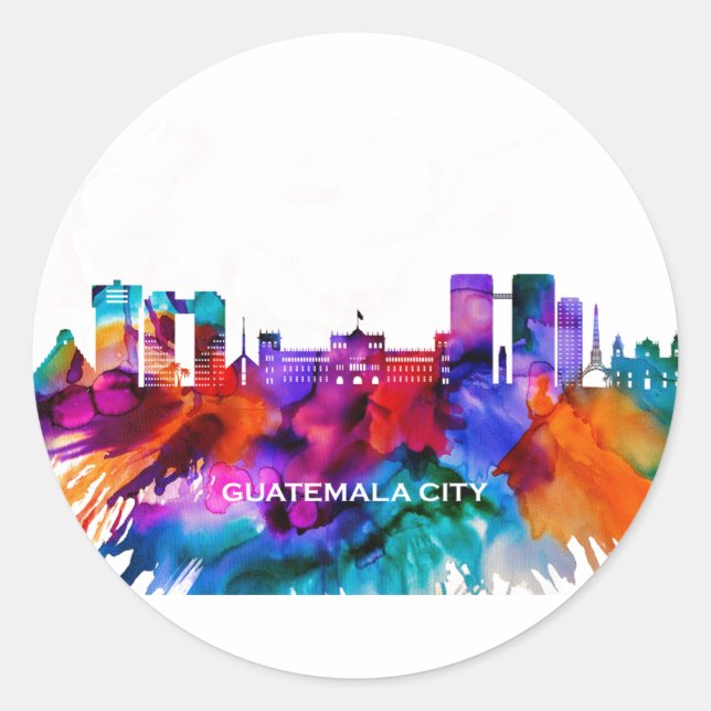 Sticker Rond Skyline de Guatemala (Devant)