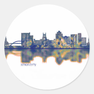 Sticker Rond Skyline de Iowa