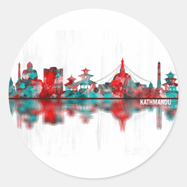 Sticker Rond Skyline de Katmandou (Devant)