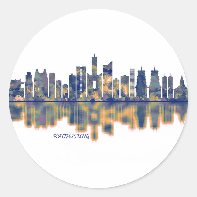 Sticker Rond Skyline de la ville de Kaohsiung (Devant)