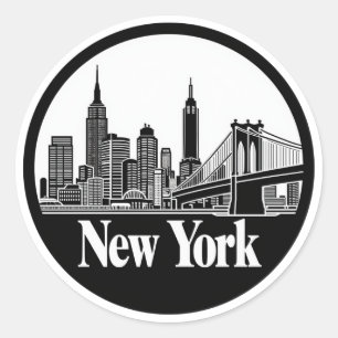 Sticker Rond Skyline de New York