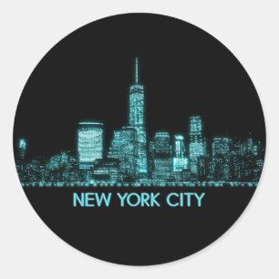 Sticker Rond Skyline de New York
