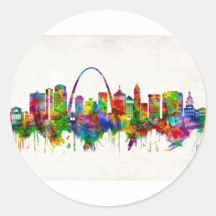 Sticker Rond Skyline de Saint-Louis Missouri