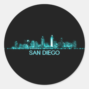 Sticker Rond Skyline San Diego