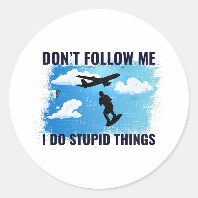 Sticker Rond Skysurf Skysurf Skydiving Extreme Sport Skydive (Devant)