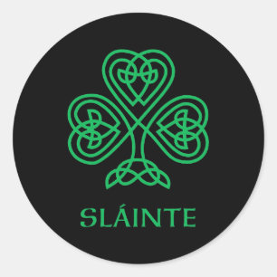 Sticker Rond Slainte Celtic Knot Shamrock irlandais Shamrock ve