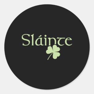 Sticker Rond Slainte Shamrock Irlandais Chanceux Vert Irlande S