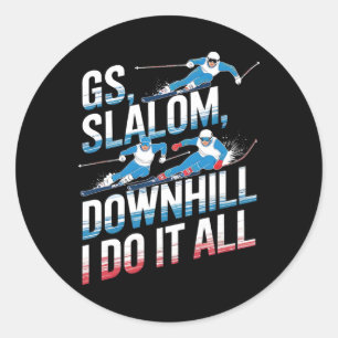 Sticker Rond Slalom Géant Descente Je Fais Tout Ski Alpin