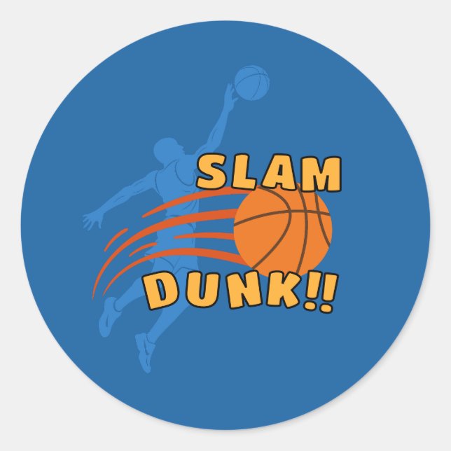 Sticker Rond Slam Dunk Basketball Pour Les Amateurs De Sports (Devant)