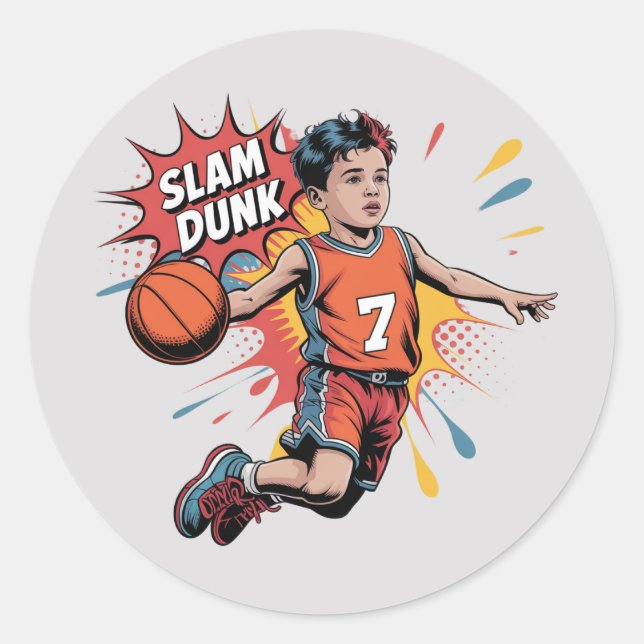Sticker Rond Slam Dunk Boy Anniversaire Bash (Devant)