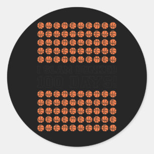 Sticker Rond Slam Dunked Basketball 100 Jours Pour Les Garçons