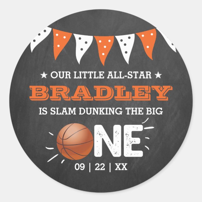 Sticker Rond Slam Dunking The Big One | Basketball 1er annivers (Devant)