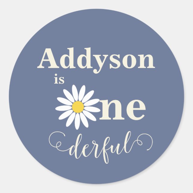 Sticker Rond Slate Blue Onederful Premier Anniversaire (Devant)