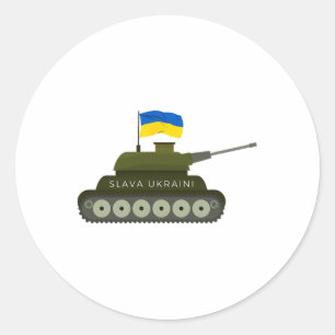 Sticker Rond Slava Ukraïni Gloire à l'armée de chars d'Ukraine 