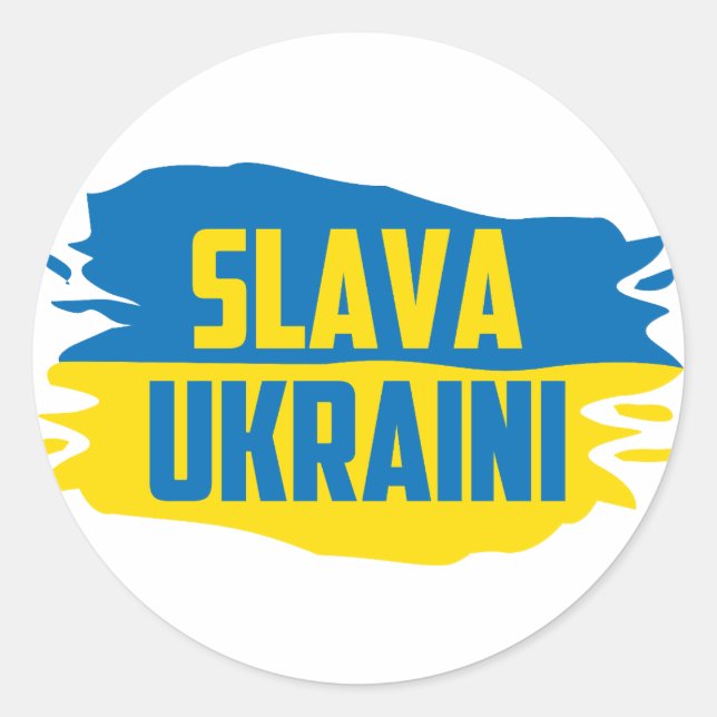 Sticker Rond Slava Ukraini, gloire à l'Ukraine (Devant)