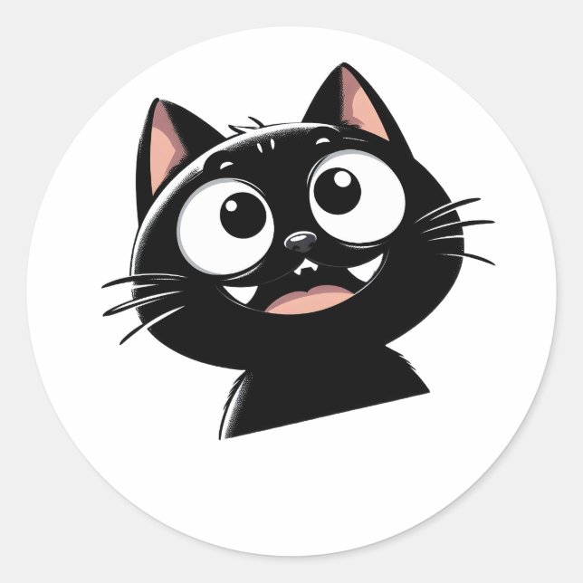 Sticker Rond Sleek Black Cat Design (Devant)