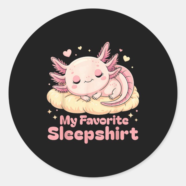 Sticker Rond Sleeng Pajamas Axolotl Favorite Sleepshirt Women G (Devant)