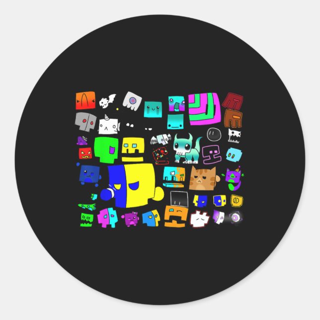 Sticker Rond Sleep Dash Répéter le jeu vidéo Géométrie Gamer vi (Devant)