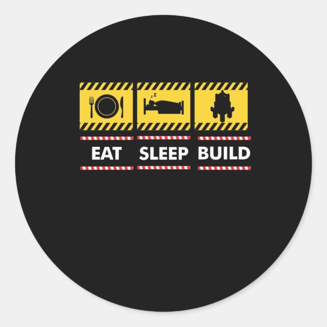 Sticker Rond Sleep Eat Build Repeat Building (Devant)