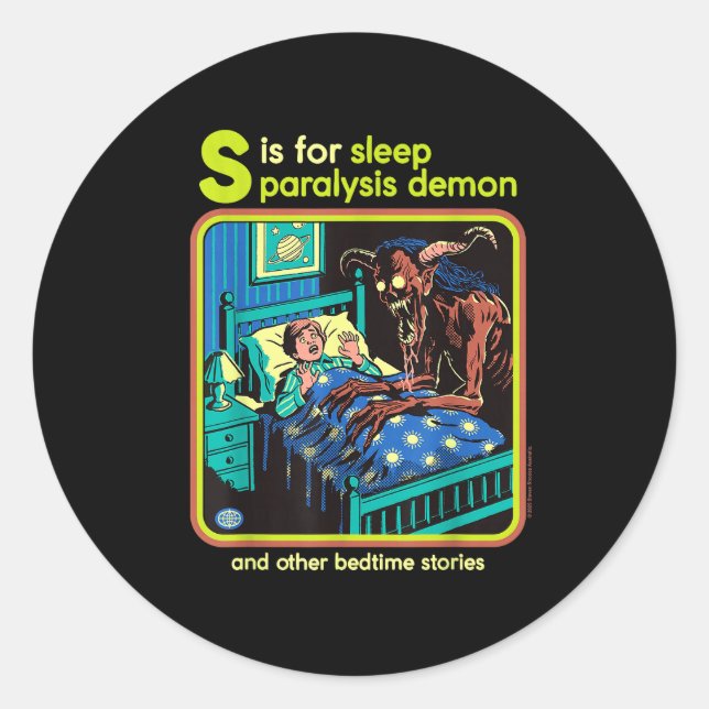 Sticker Rond Sleep Paralysis Demon Sarcastic Retro Funny Adult  (Devant)