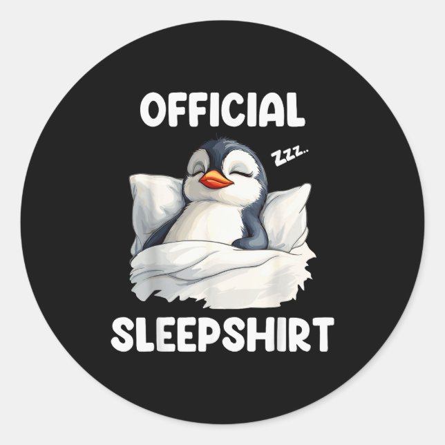 Sticker Rond Sleepshirt Sleeng Penguin Animal Lovers Pajama  (Devant)