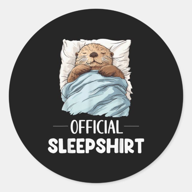 Sticker Rond Sleepshirt Sleeng Sea Otter Animal Lovers Pajama  (Devant)